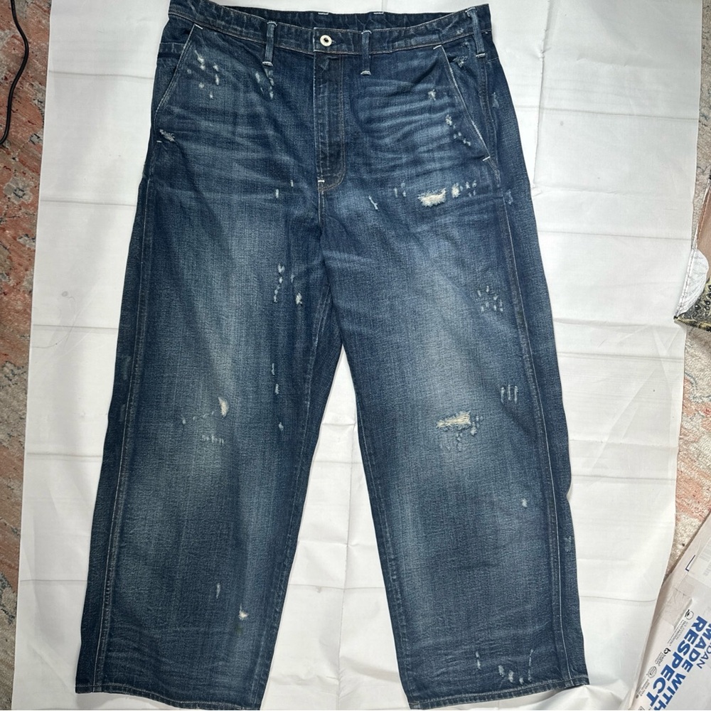 G-Star Raw Jeans Women’s Sz 33x32 Lintell High Dad Dark Wash Distressed Baggy
